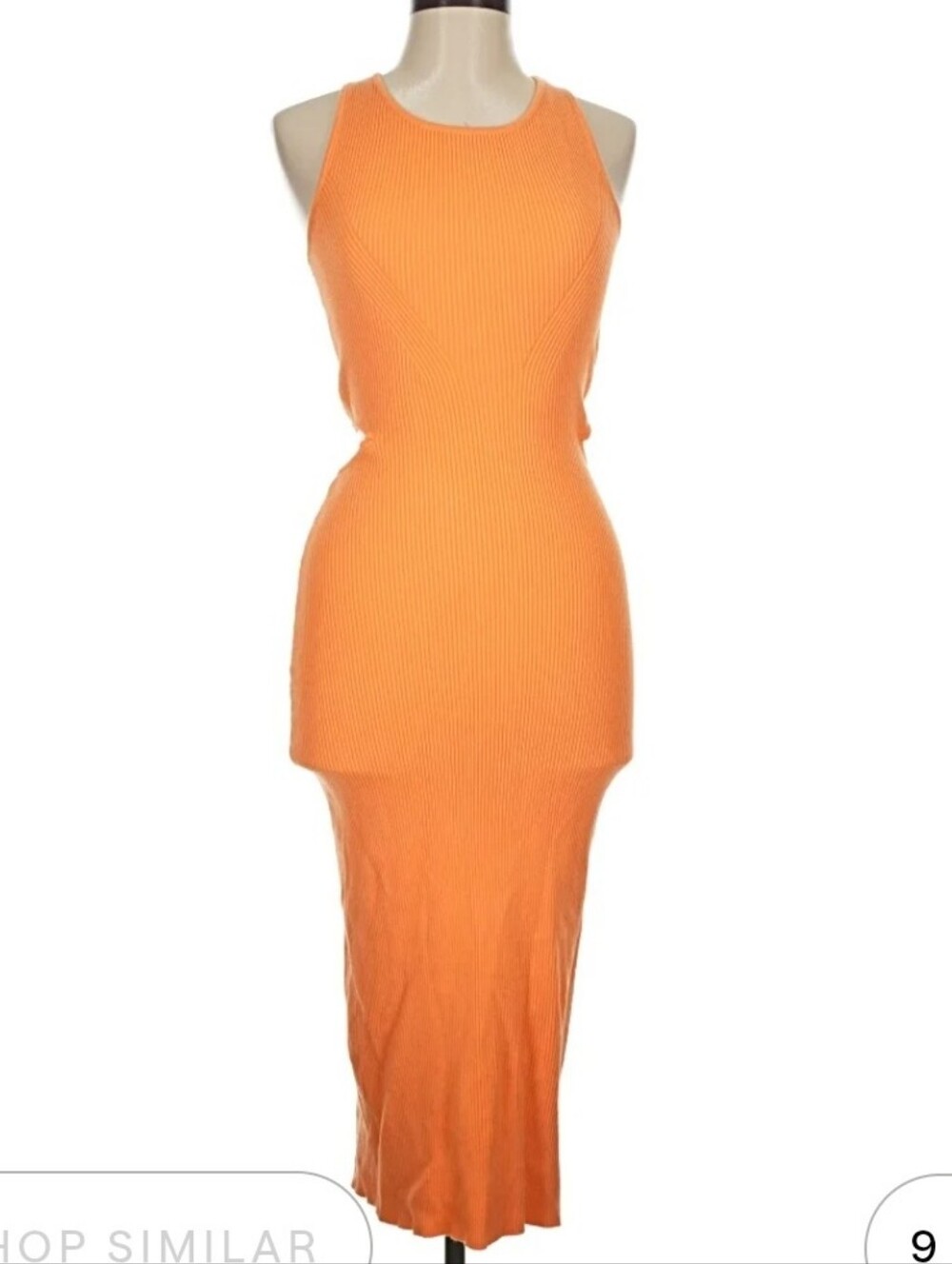 House of Harlow 1960 Orange Ribbed Tank Dress Cutout M
